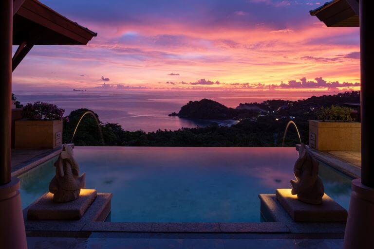 Koh Lanta Thailand, luxury beach chairs by the swimming pool of an luxury hotel in Thailand